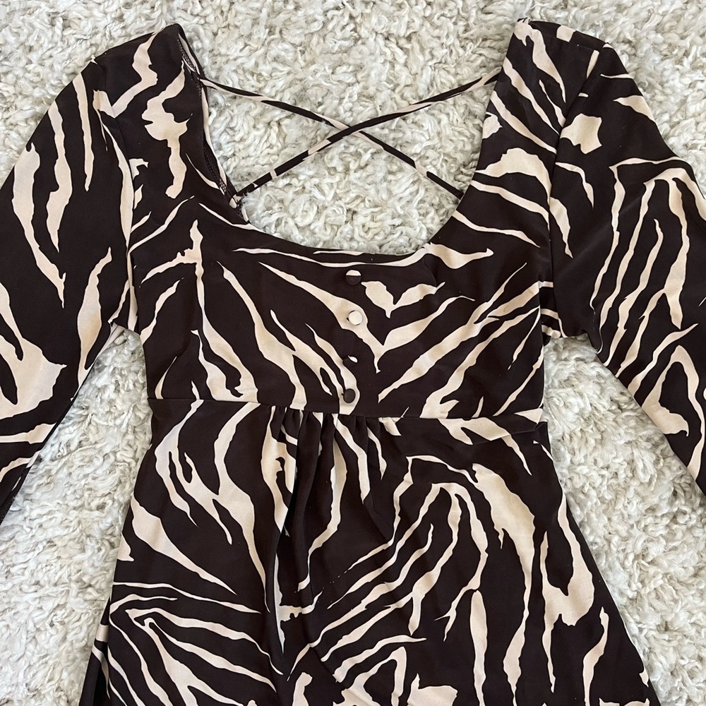 Vintage Zebra Print Mini Dress